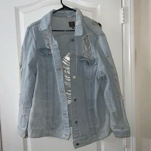 Distressed jean jacket
